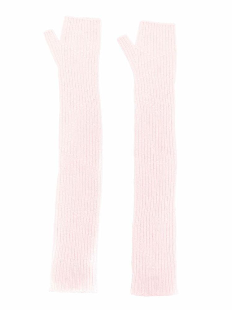 Barrie long knit fingerless gloves - Pink Cover