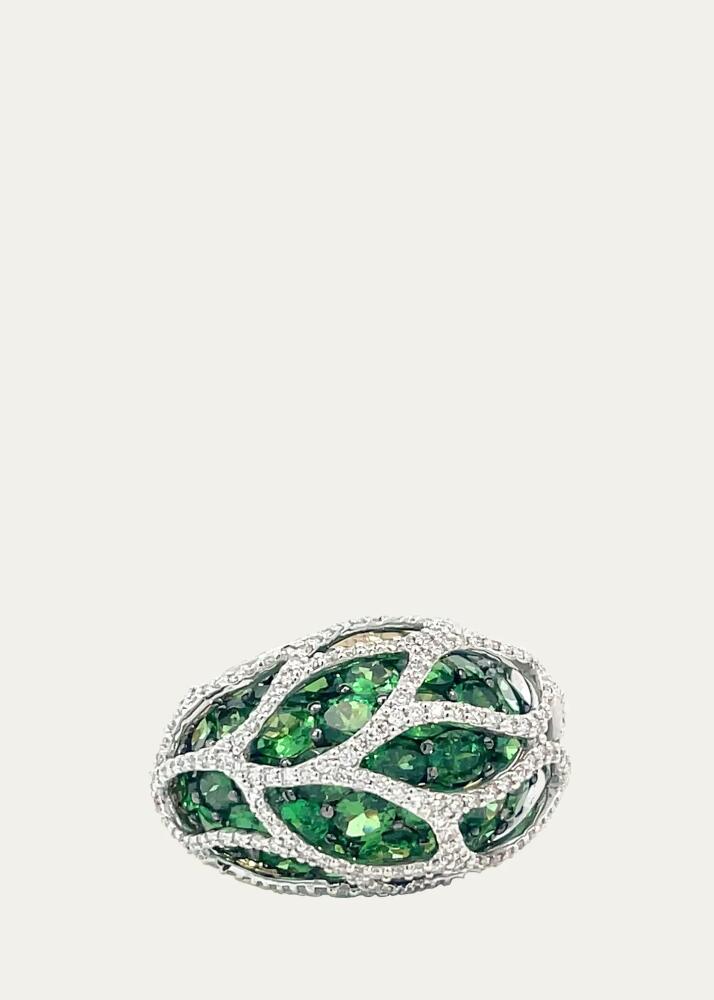 Stefere 18k Yellow Gold Diamond and Tsavorite Ring Cover