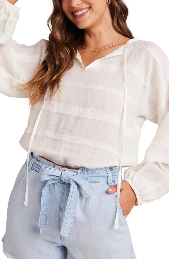 Bella Dahl Texture Tie Neck Linen Blend Top in White Cover