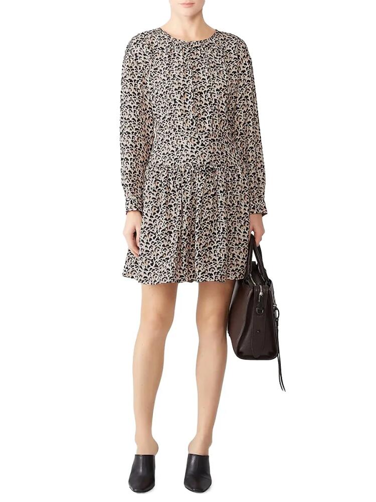 Rebecca Taylor Women's Leopard Print Silk Mini Dress - Off White Cover