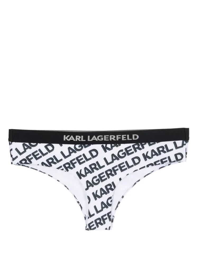 Karl Lagerfeld logo-print bikini bottoms - White Cover