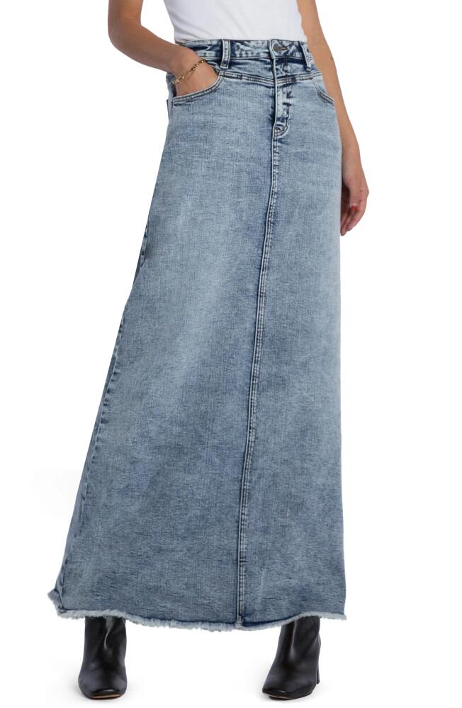 Wash Lab Denim The Lowdown Denim Maxi Skirt in Stone Blue Cover