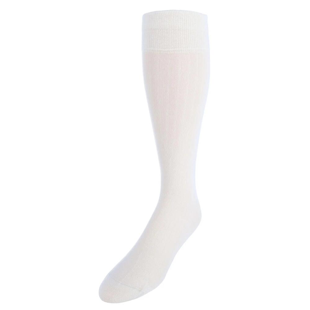 Trafalgar Sutton Fine Merino Wool Solid Color Ribbed Socks in Ivory Cover