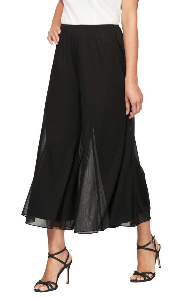 Alex Evenings Wide Leg Crop Mesh Panel Pants in Black Cover