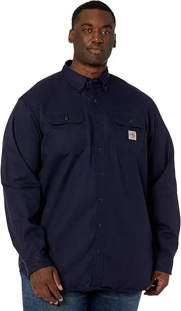 Carhartt Big Tall Flame-Resistant Classic Twill Shirt (Dark Navy) Men's Short Sleeve Button Up Cover