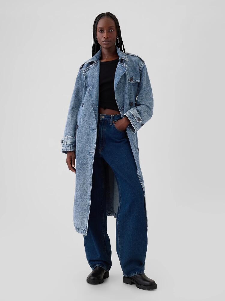 Gap Longline Icon Denim Trench Jacket Cover