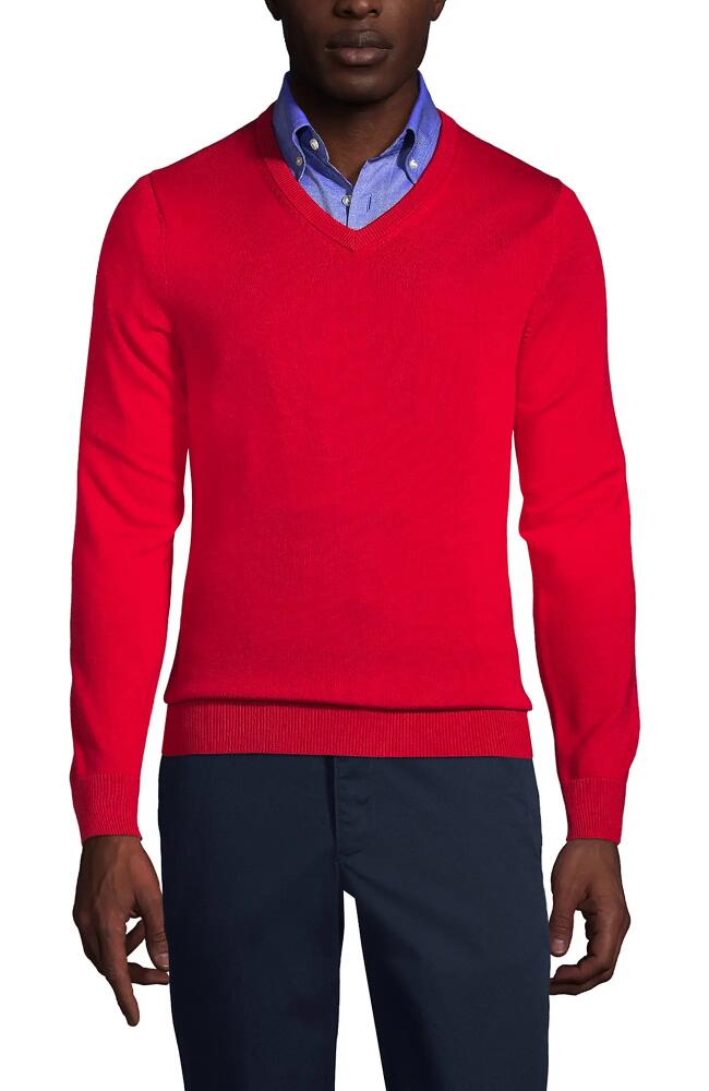 Lands' End School Uniform Cotton Modal Fine Gauge V-neck Sweater in Red Cover