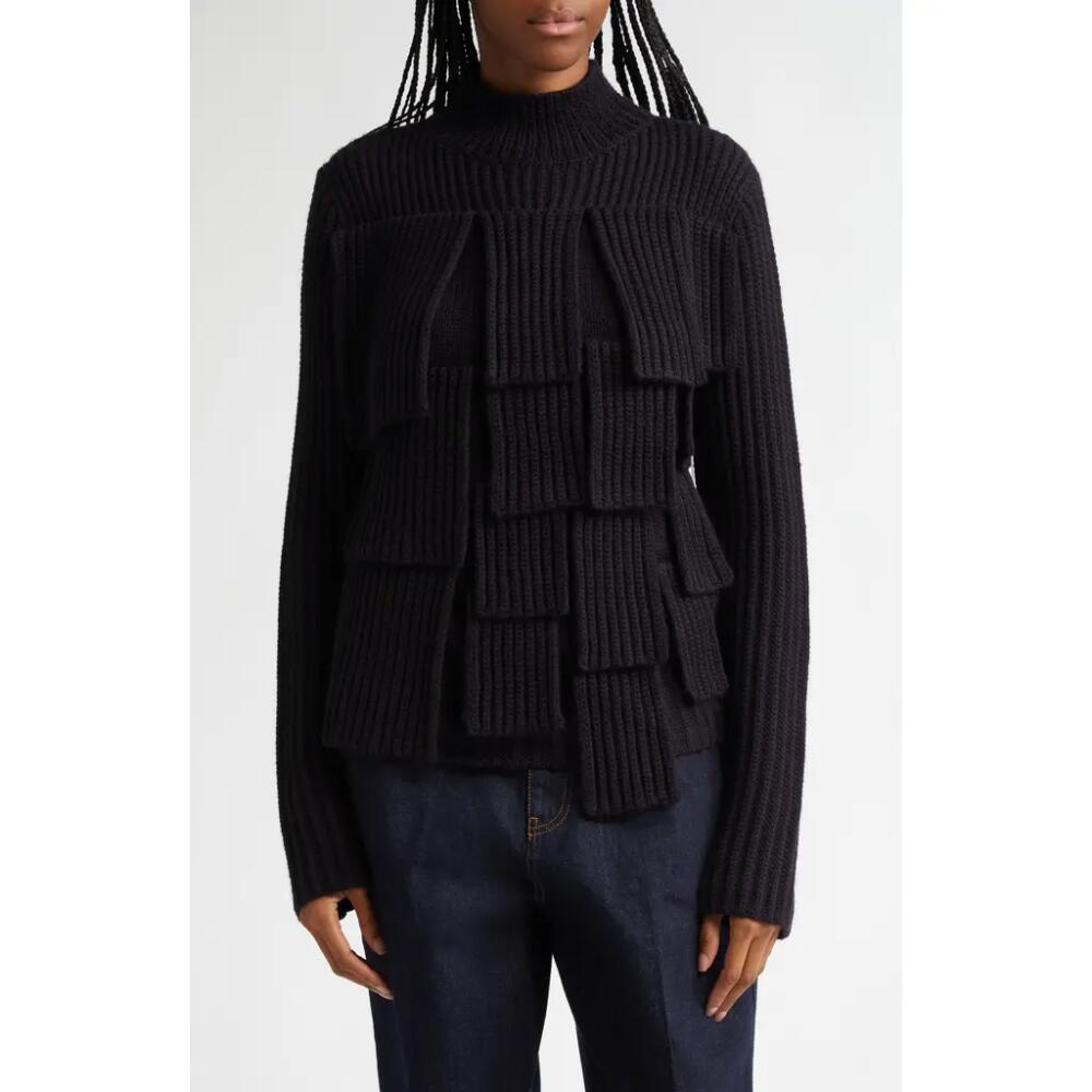 JW Anderson Flap Rib Wool Blend Sweater in Navy Cover