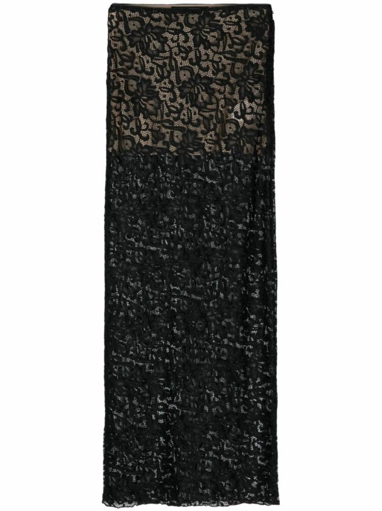 ROTATE BIRGER CHRISTENSEN floral-lace slip maxi skirt - Black Cover