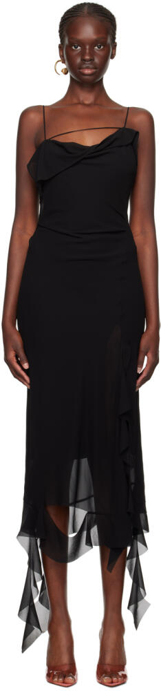 Acne Studios Black Ruffle Midi Dress Cover