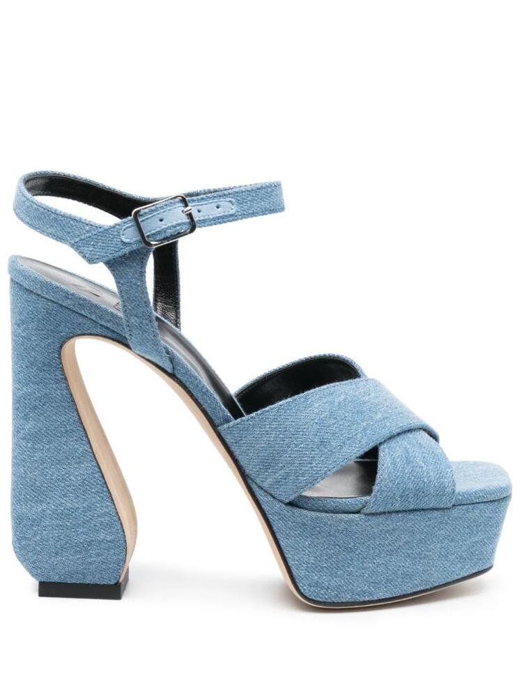 Si Rossi 47mm sculpted-heel denim sandals - Blue Cover