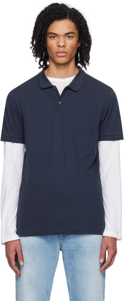 Sunspel Navy Two-Button Polo Cover