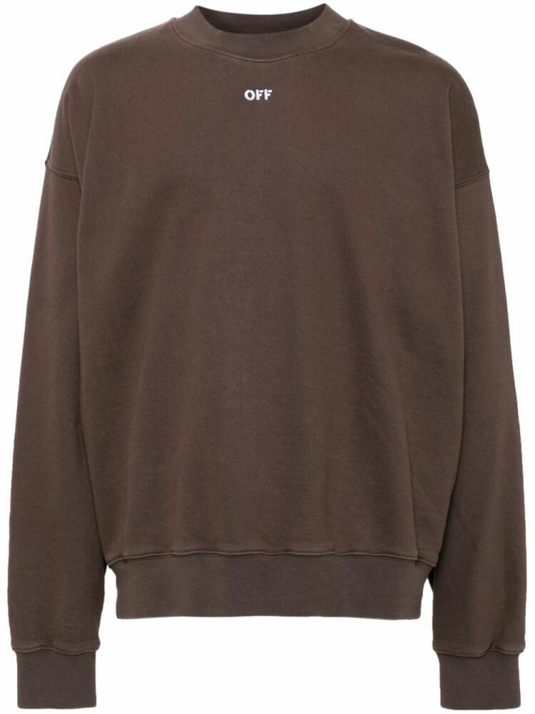 Off-White logo-embroidered cotton sweatshirt - Brown Cover