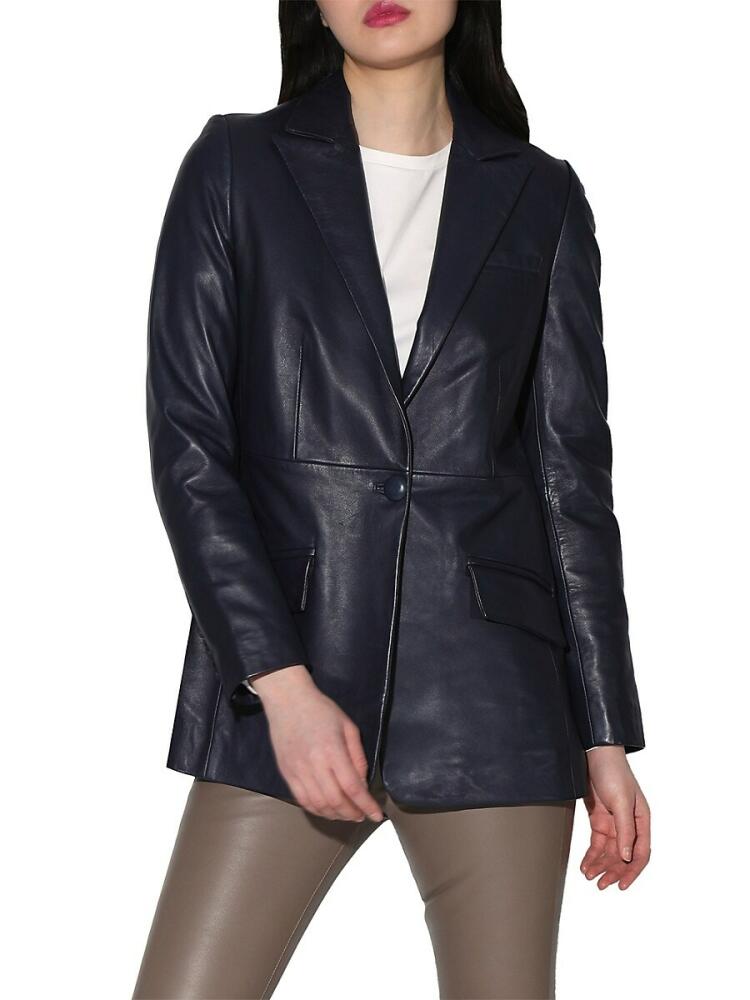 Walter Baker Women's Mia Tailored Fit Leather Jacket - Navy Cover