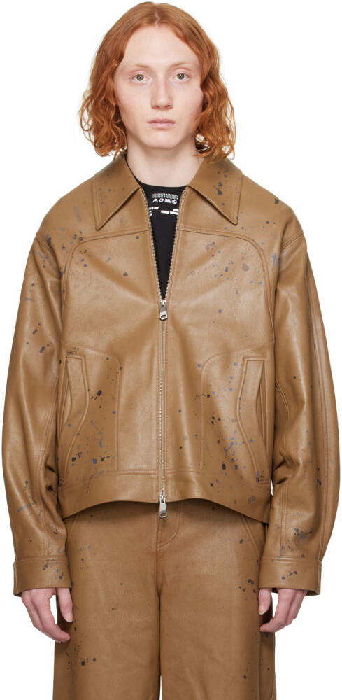 ADER error Tan Nord Leather Jacket Cover