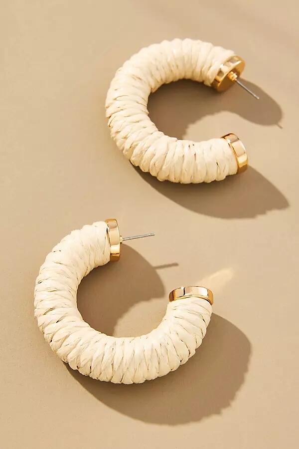 By Anthropologie Large Raffia Hoop Earrings Cover