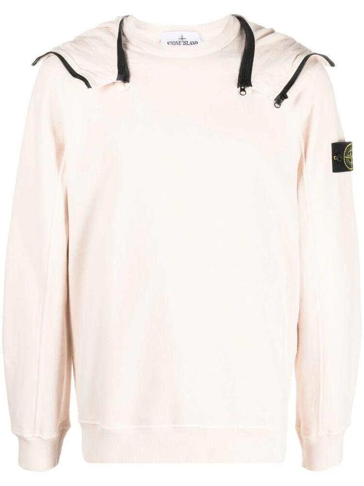 Stone Island logo-patch long-sleeve hoodie - Pink Cover