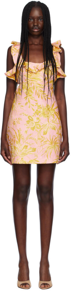 ZIMMERMANN Pink & Yellow Ruffled Midi Dress Cover