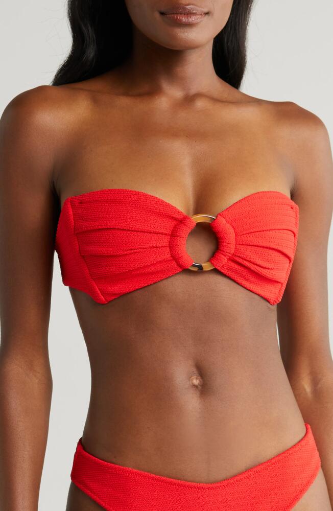 MONTCE Tori Bandeau Bikini Top in Crimson Micro Scrunch Cover