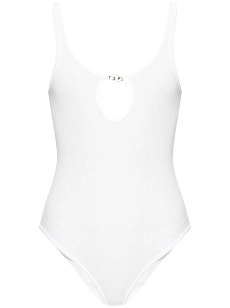 Diesel Ufby logo-plaque ribbed bodysuit - White Cover