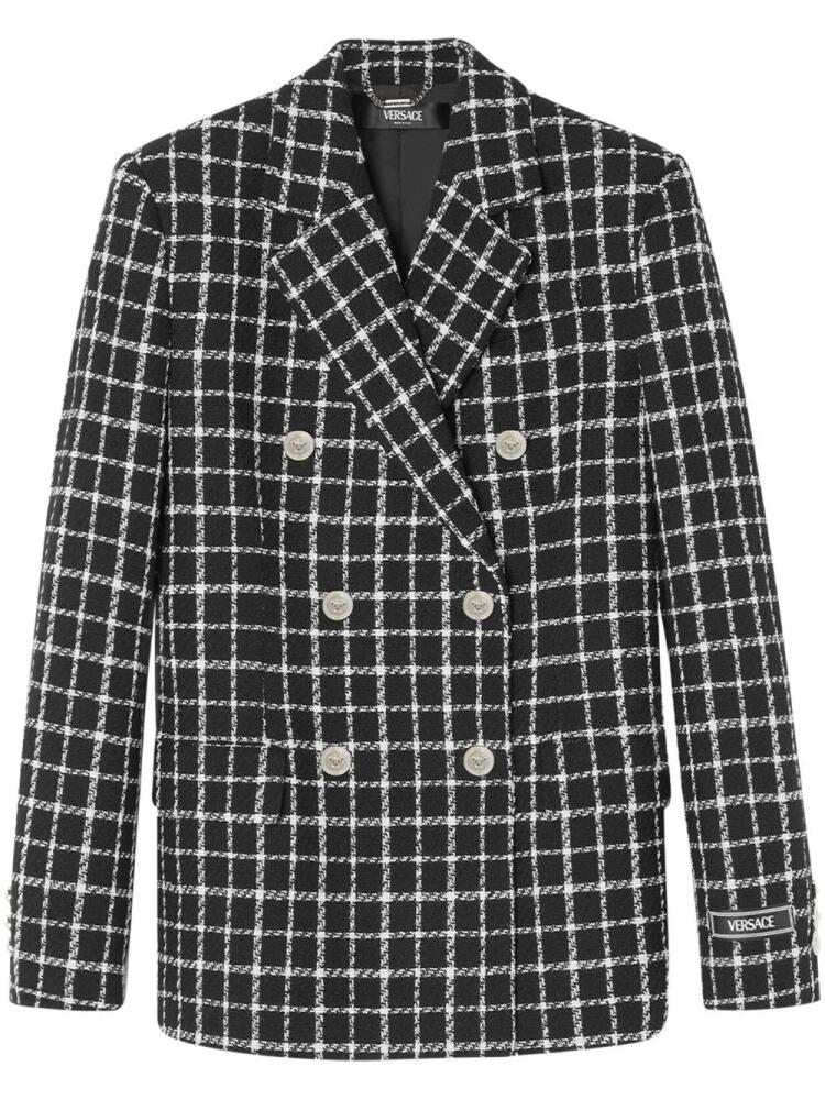 Versace double-breasted tweed blazer - Black Cover