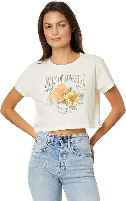 Roxy Made Of Sunshine Cropped T-Shirt (Egret) Women's Clothing Cover