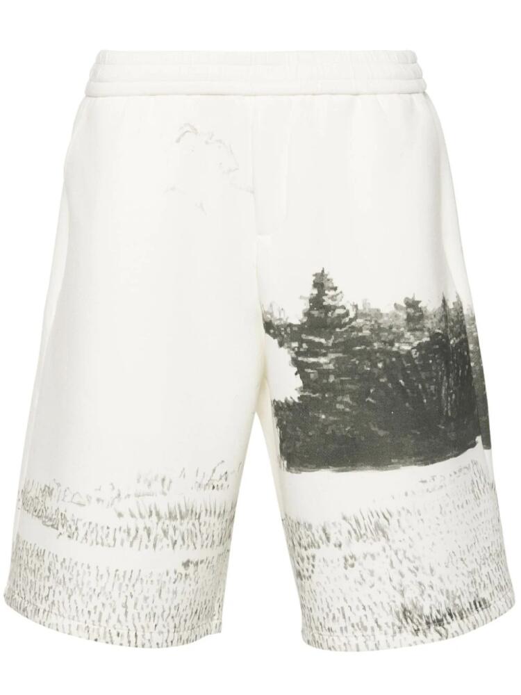 Emporio Armani graphic-print jersey shorts - Neutrals Cover