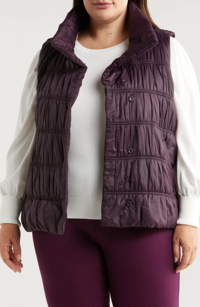 Eileen Fisher Ruched High Collar Vest in Violet Cover