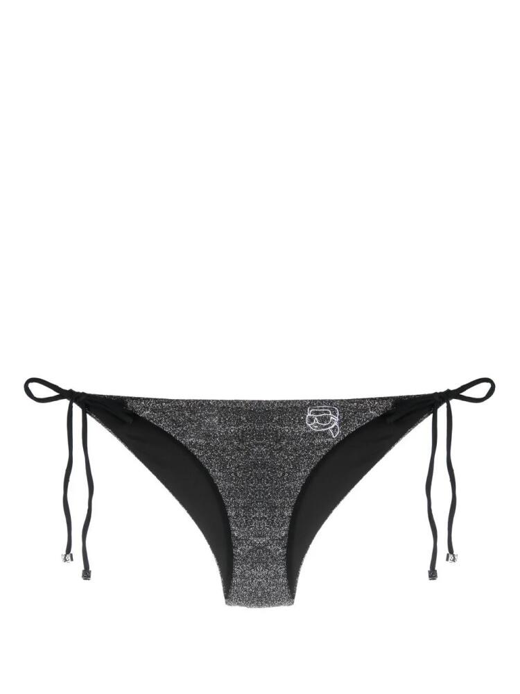 Karl Lagerfeld Ikonik lurex tie-fastening bikini bottoms - Grey Cover