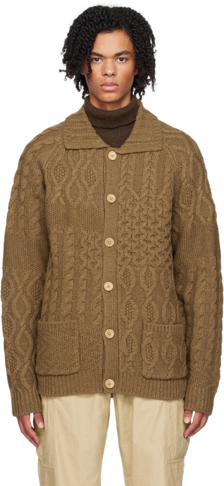 BEAMS PLUS Brown Spread Collar Cardigan Cover