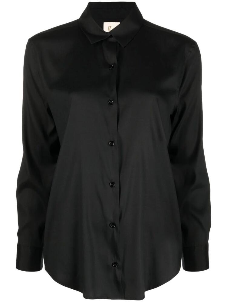 PAULA long-sleeve silk shirt - Black Cover