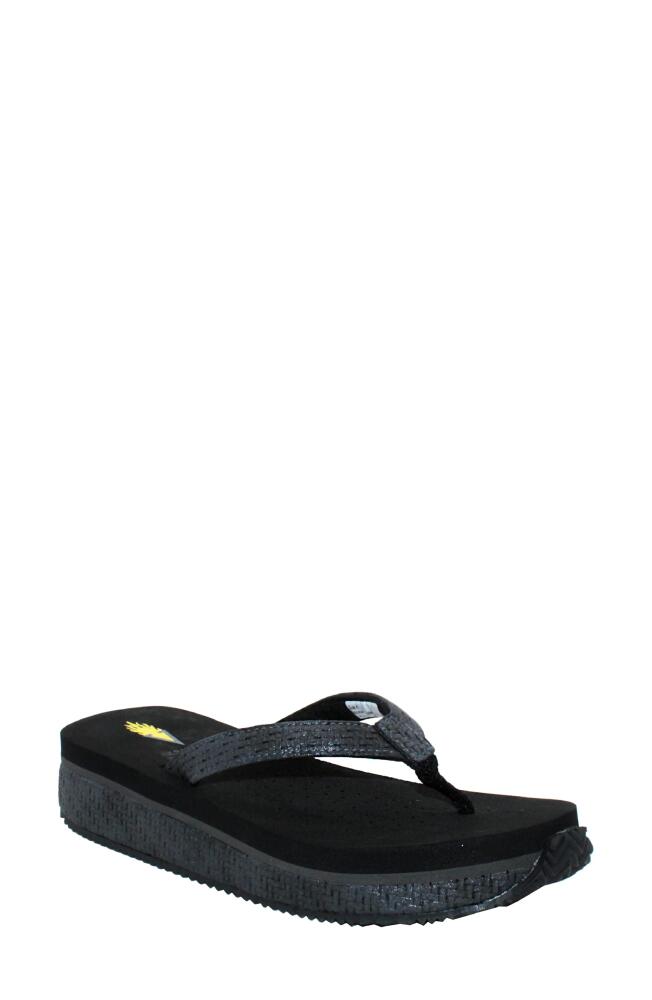 Volatile Untamed Flip Flop in Black Metallic Cover