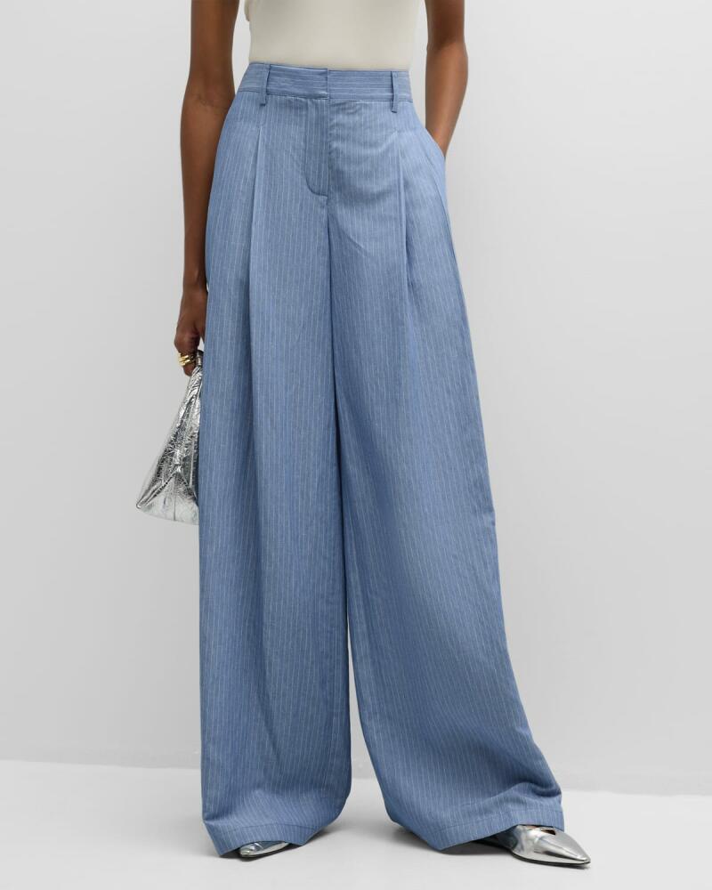 TWP Didi Pinstripe Cotton Wide-Leg Pants Cover