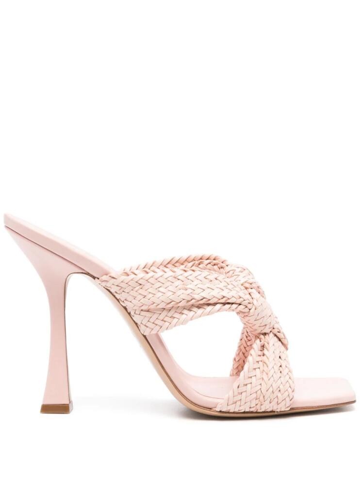 Casadei 125mm Minou interwoven leather mules - Pink Cover