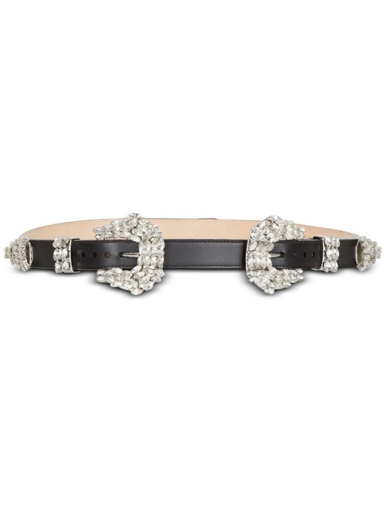 Balmain Western crystal-embellished leather belt - Black Cover