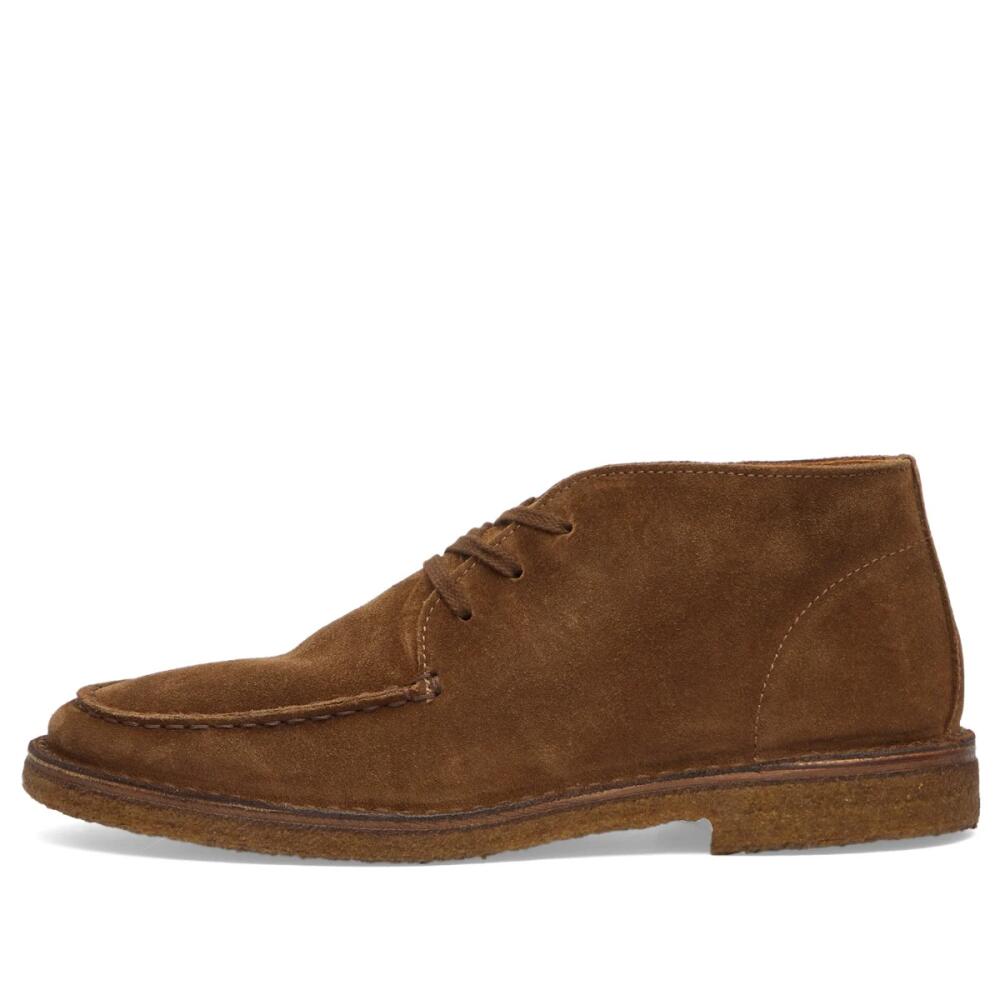 Drake's Men's Crosby Moc Toe Chukka Boot in Brown Suede Cover