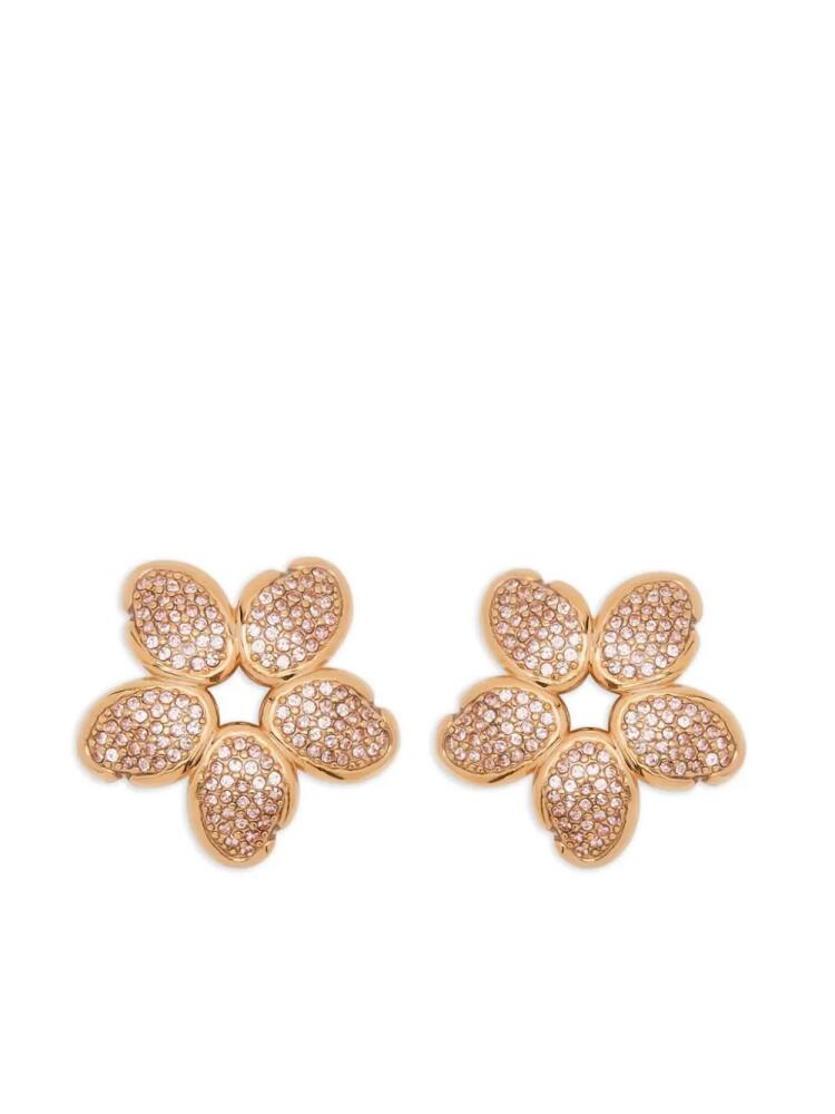 Oscar de la Renta crystal O flower earrings - Gold Cover