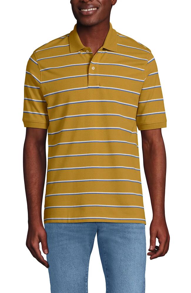 Lands' End Short Sleeve Comfort-First Mesh Polo Shirt in Spicy Mustard Stripe Cover