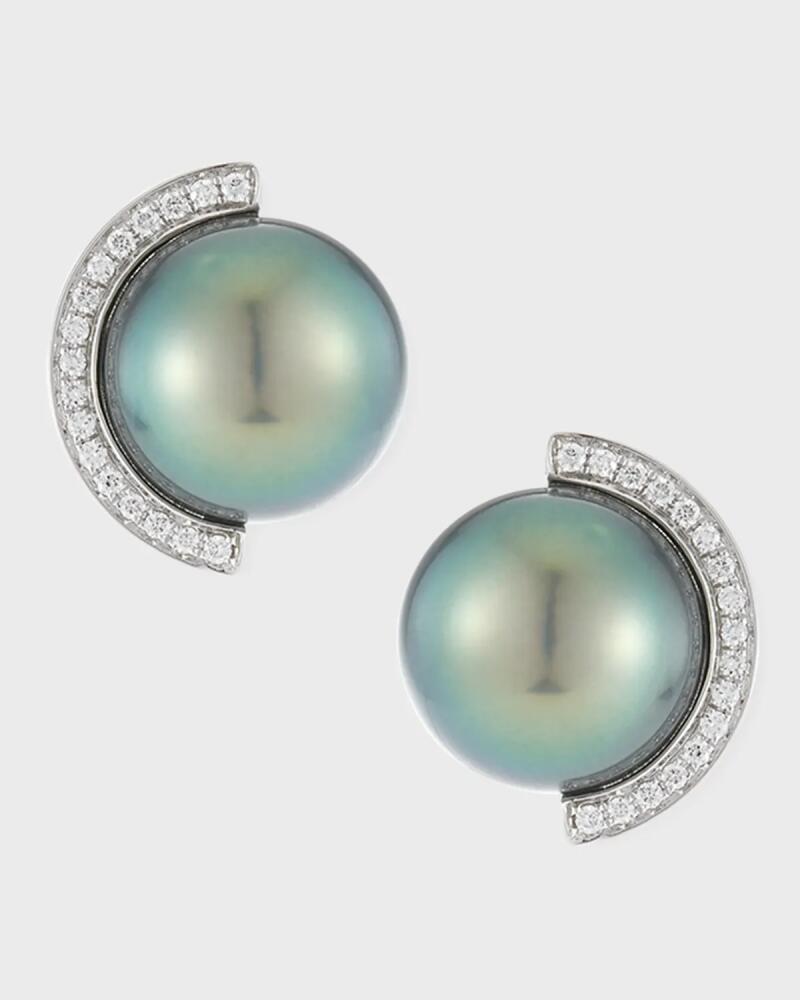 Belpearl 18k Diamond Half-Halo Pearl Stud Earrings Cover