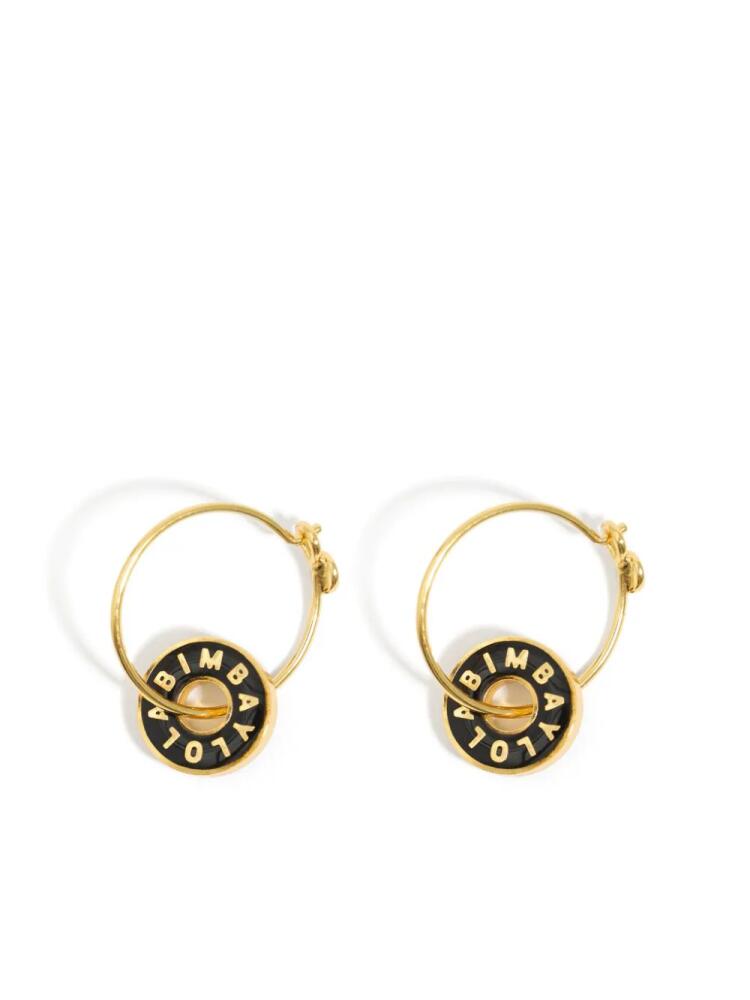 Bimba y Lola logo-charm hoop earrings - Black Cover