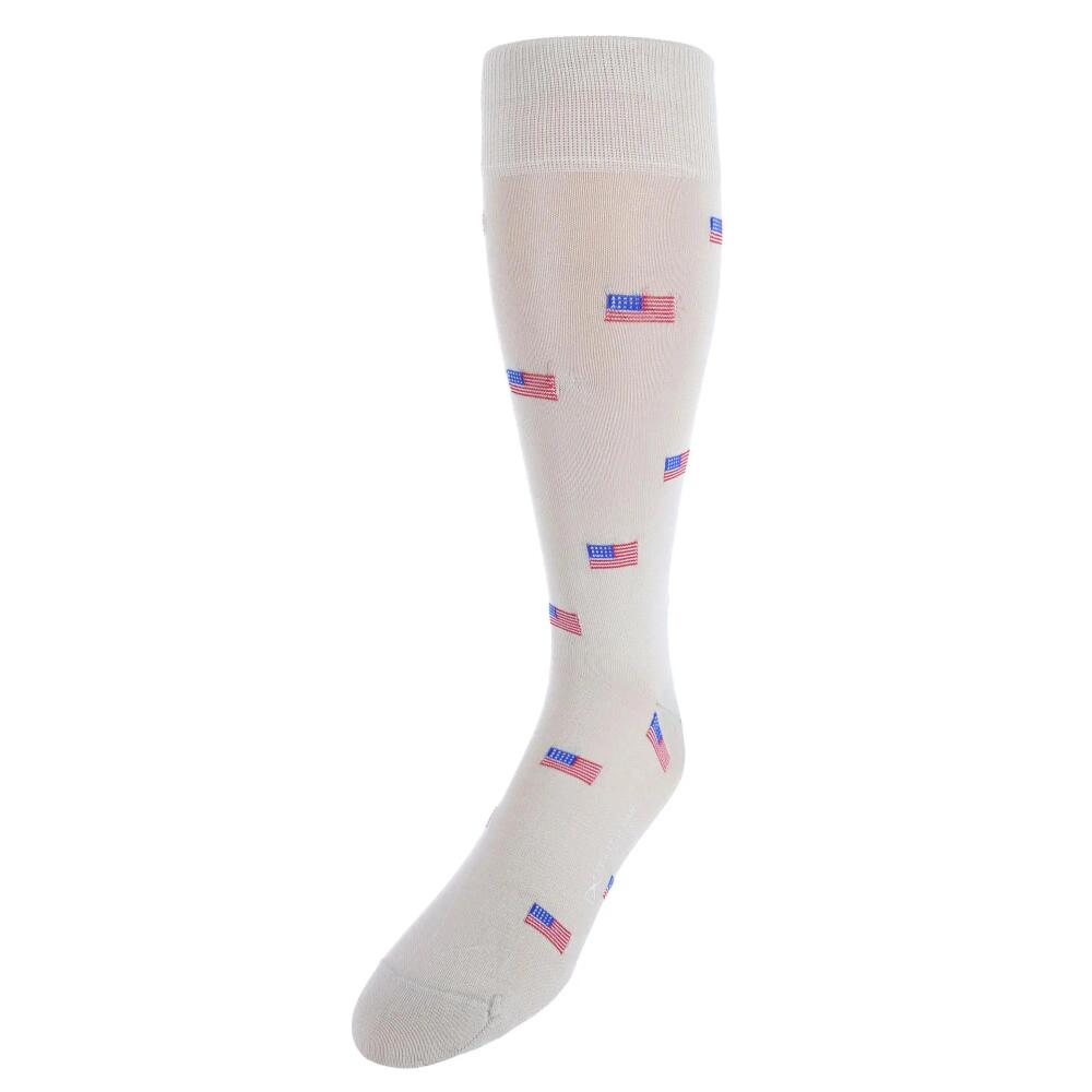 Trafalgar Old Glory American Flag Mercerized Cotton Mid-Calf Socks in Tan Cover