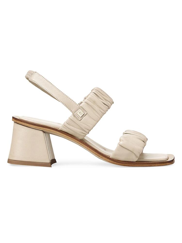 Bruno Magli Women's Sibilla Block Heel Leather Ruched Sandals - Bone Cover