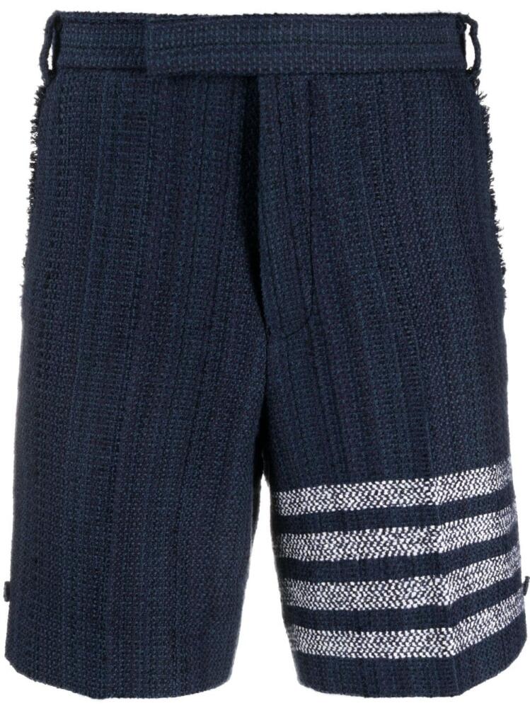 Thom Browne 4 Bar-stripe tweed shorts - Blue Cover