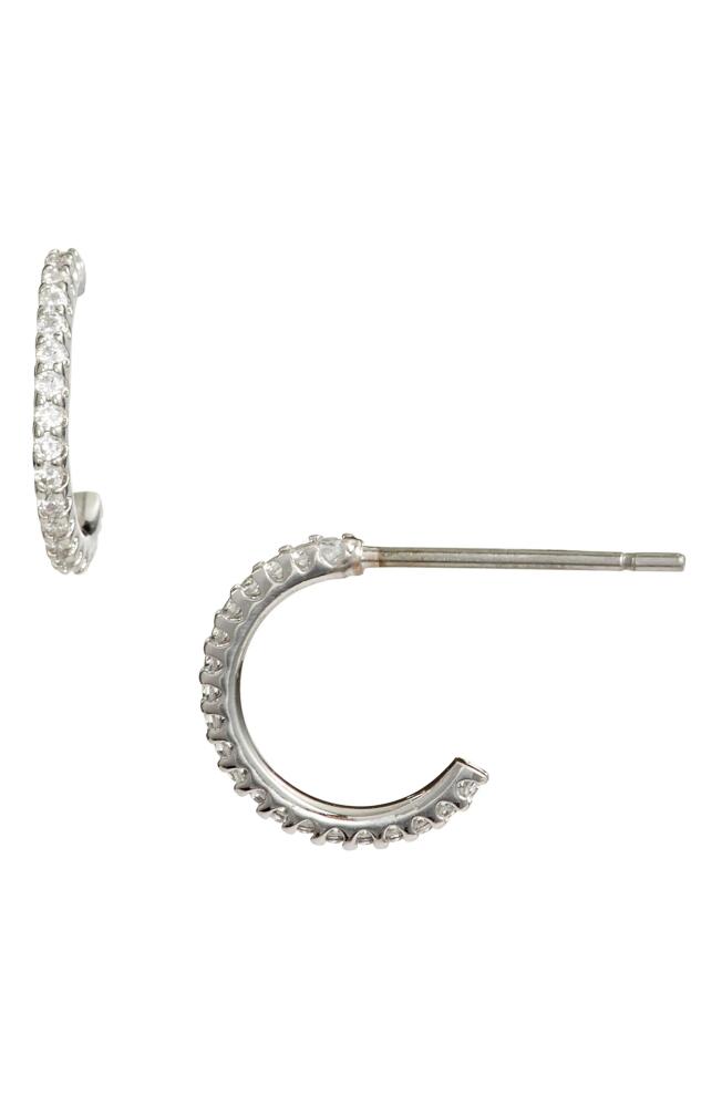 Nordstrom Pavé Huggie Hoop Earrings in Clear- Silver Cover