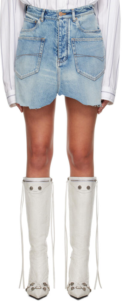 Balenciaga Blue Cut-Up Denim Miniskirt Cover