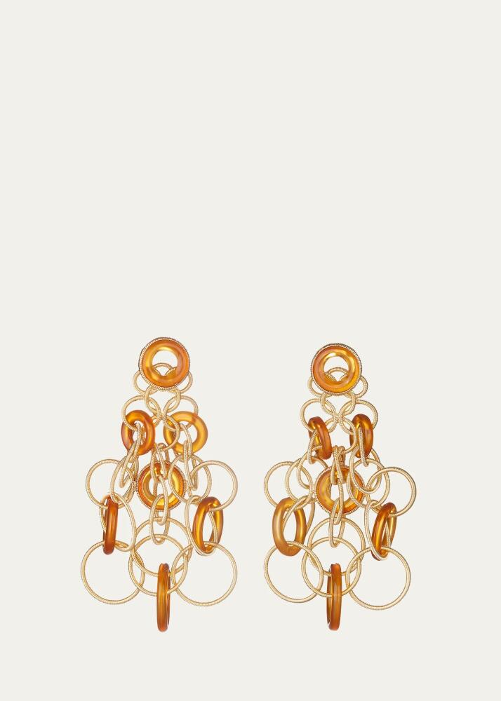 Buccellati Hawaii Color 18K Yellow Gold Carnelian Pendant Earrings, 5cm Cover