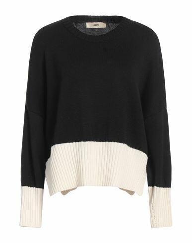 Akep Woman Sweater Black Merino Wool, Acrylic Cover