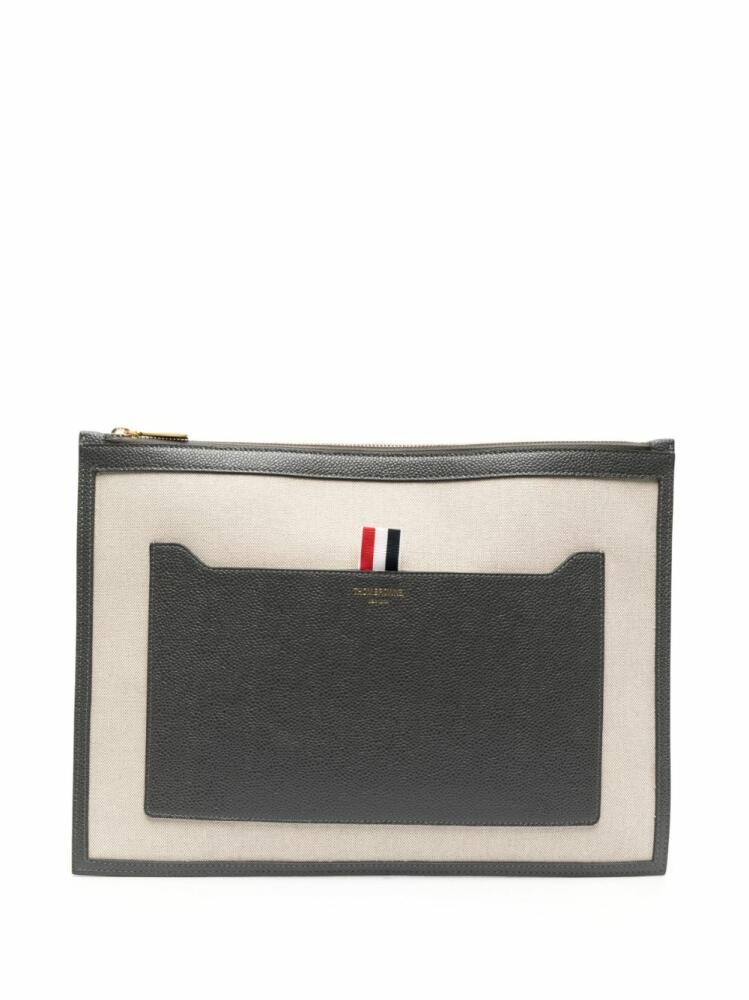 Thom Browne two-tone canvas document holder - Neutrals Cover