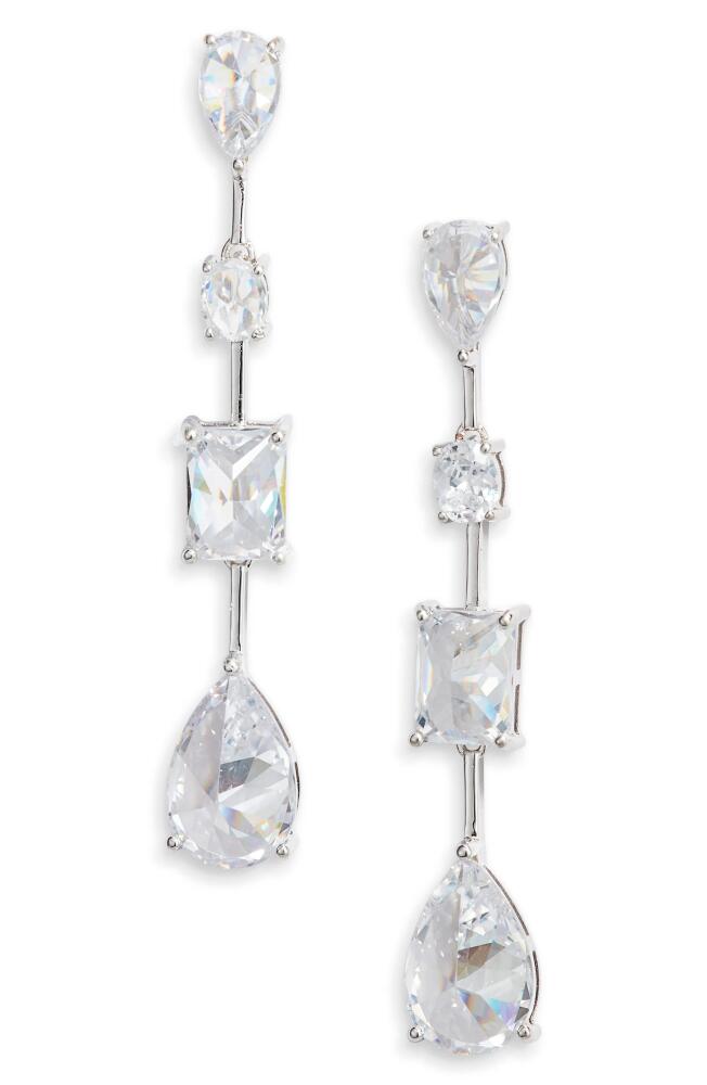 Nordstrom Cubic Zirconia Linear Drop Earrings in Clear- Silver Cover