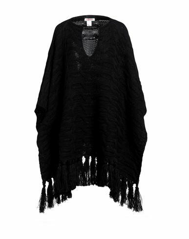 Kontatto Woman Cape Black Wool, Acrylic Cover